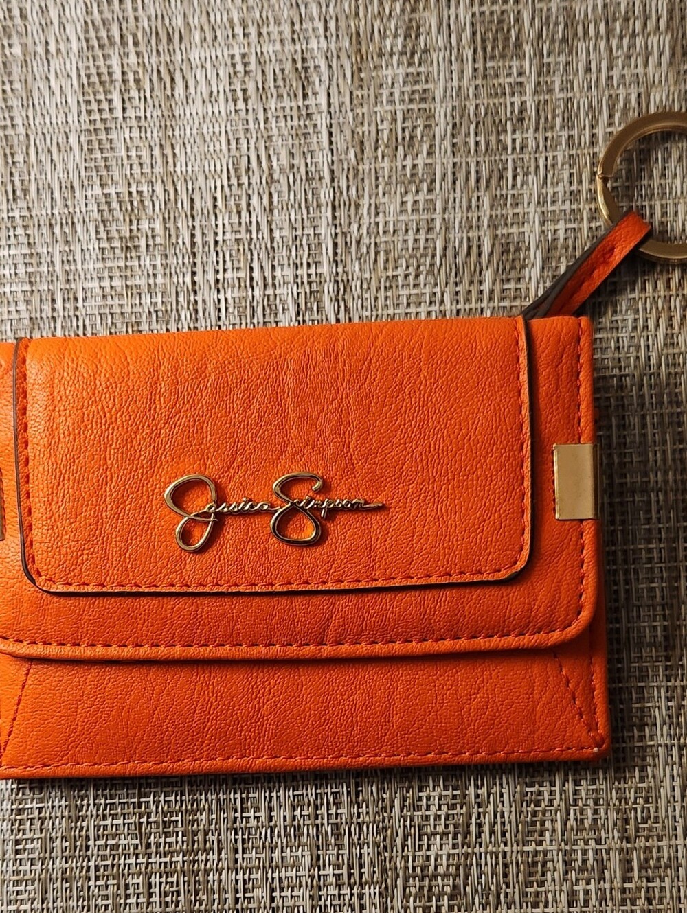 Jessica Simpson Orange Card Holder Keychain